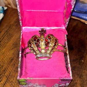 Betsey Johnson Royal Engagement Collection Crown hinged bracelet NEW